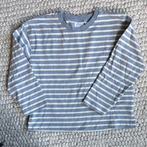 Zara Kids blue and White Striped Long Sleeve Tee 4-5 years